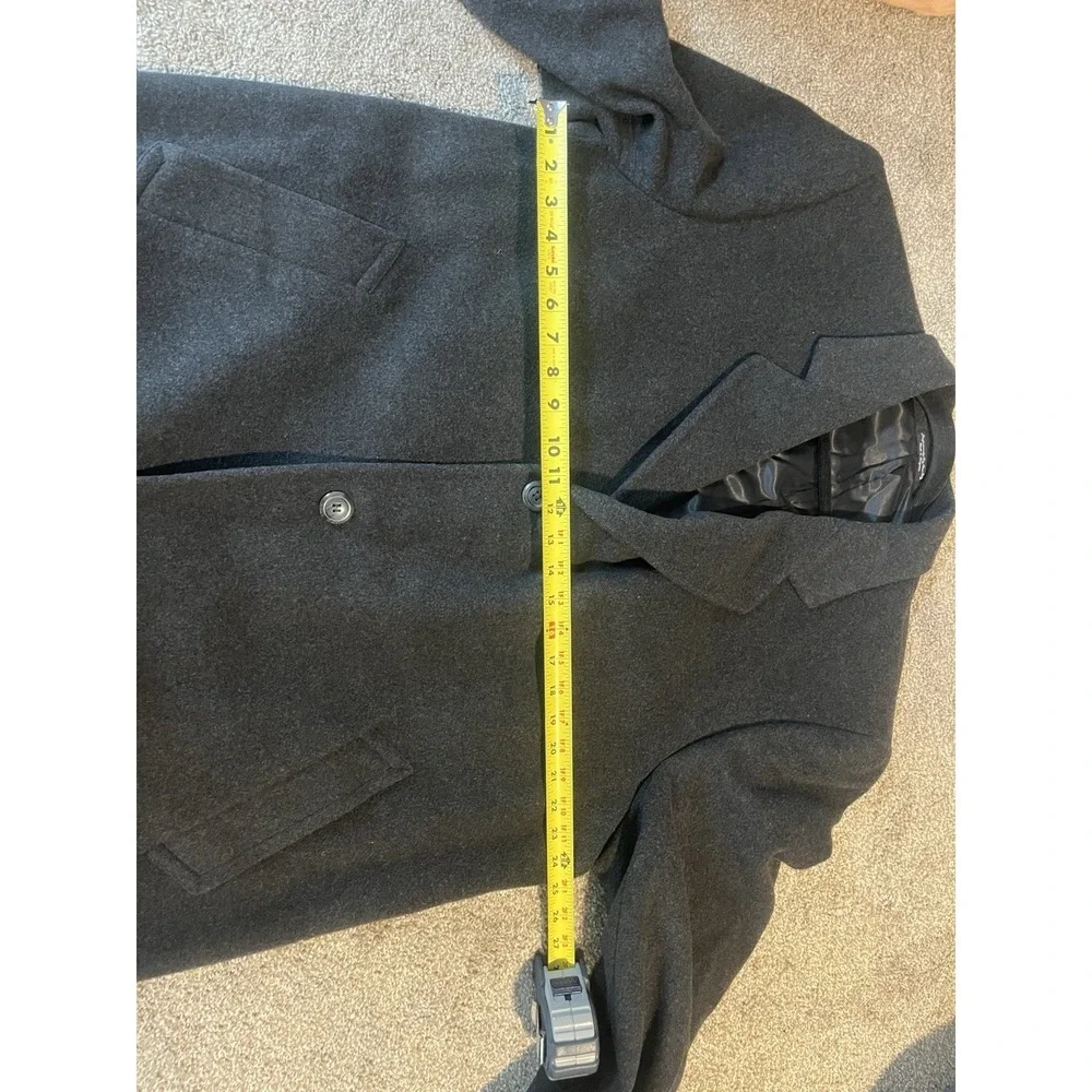 Silver Cloud‎ Cashmere Blend Men's Long Grey Lined Coat Size 46L 3-Button Trench